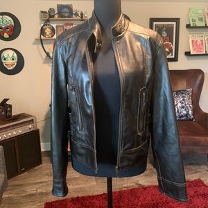 Dollhouse Faux Dark Brown Leather Moto Jacket